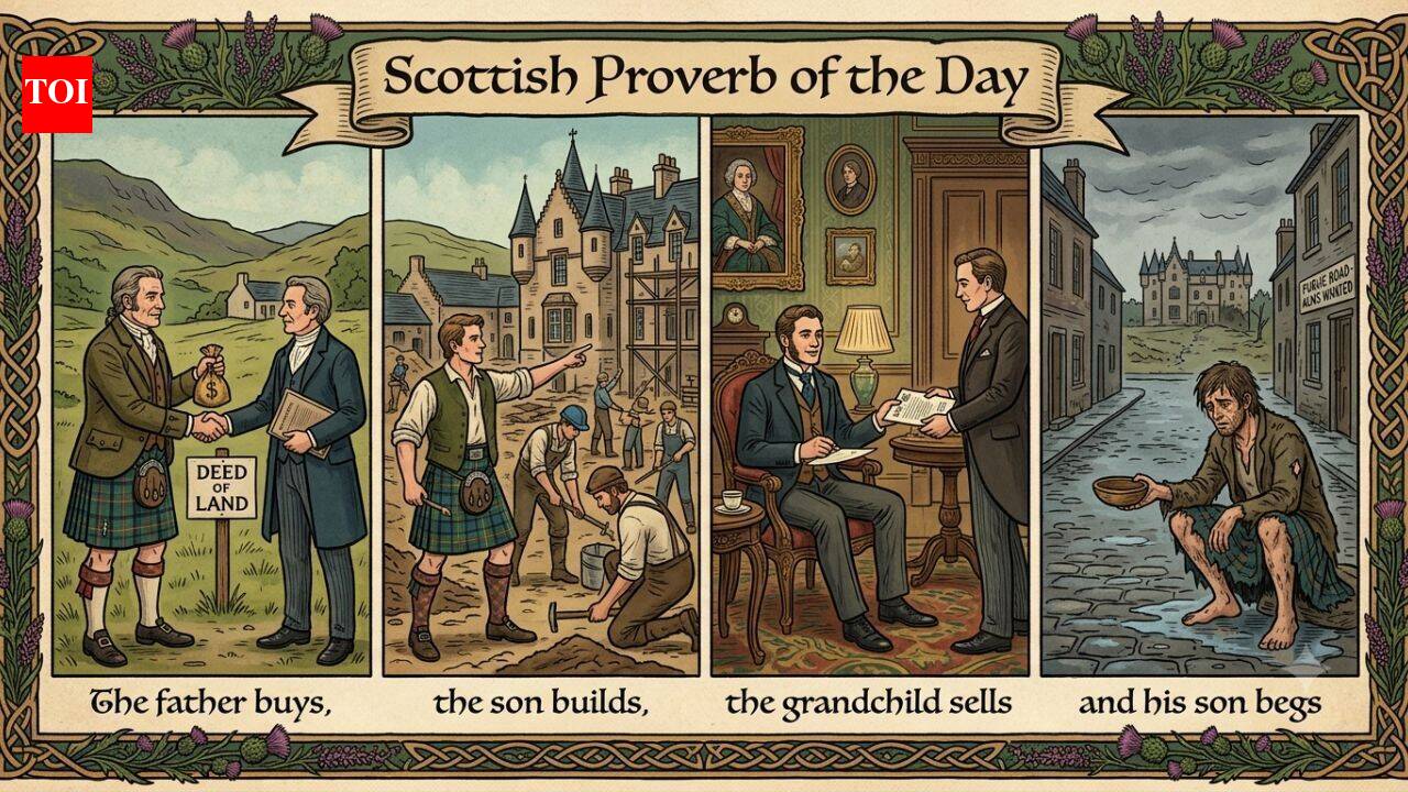 Scottish proverb of the day: "The father buys, the son builds, the grandchild sells and his son..."