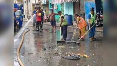 Civic body conducts sanitation drive as floodwaters recede