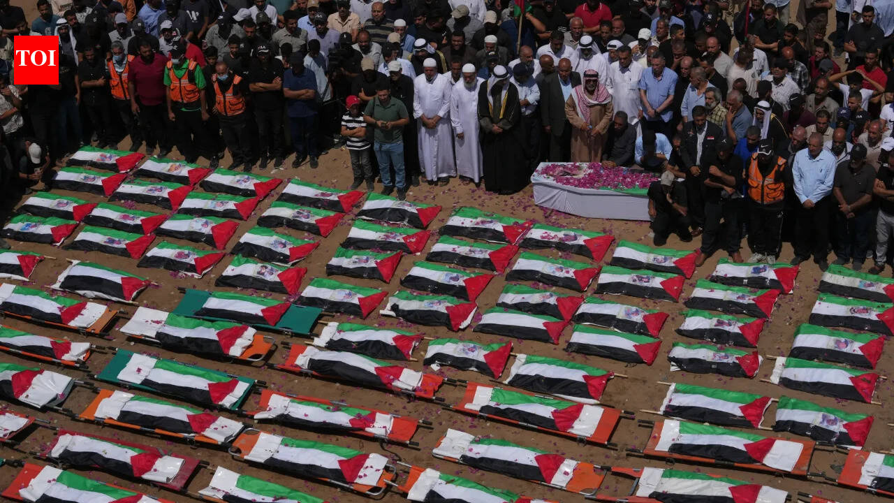 Gaza mass funeral for 112 Palestinians, including dozens of children, recovered from 2023 strike