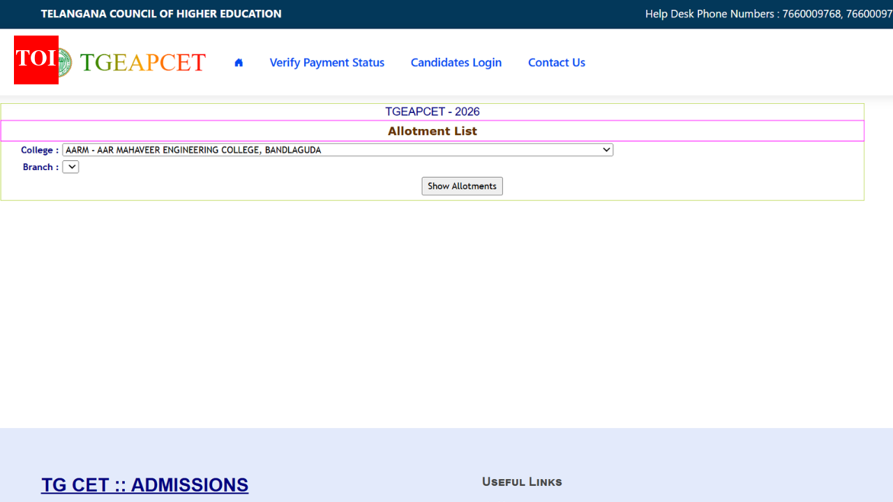 TS EAMCET 2026 phase 3 seat allotment result out at tgeapcet.nic.in: Check steps to download and what's next