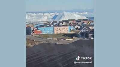 A livestream from Greenland’s UNESCO-listed Ilulissat Icefjord captured a mammoth iceberg rolling over and exposing its blue underside