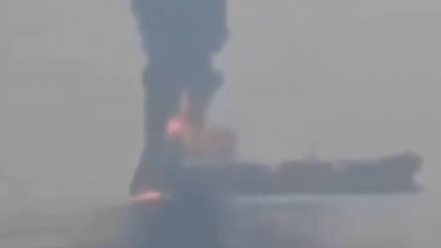 Watch: Indian cargo ship engulfed in flames and smoke after projectile strike off Yemen