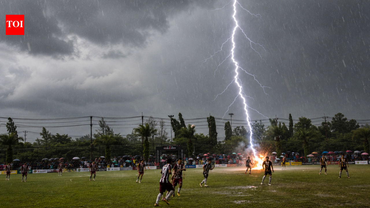 Watch: Exact moment lightning hits football match before player dies and 12 are taken to hospital