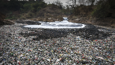People can walk across this river in Indonesia without touching the water; the reality is alarming