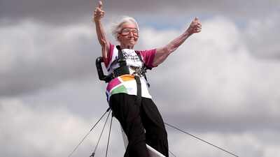 At 97, Betty Bromage breaks her own Guinness world record as the world's oldest female wing walker: 'I'd just get bored otherwise'