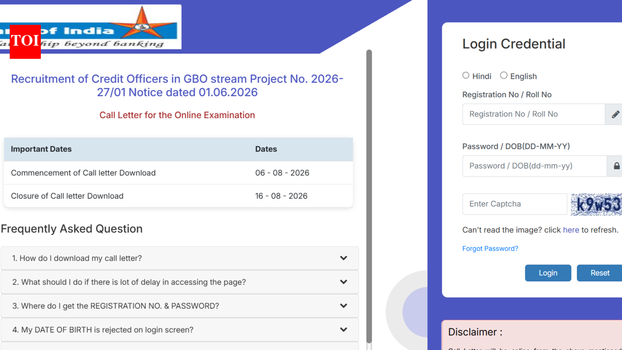 Bank of India Credit Officer admit card 2026 released at bankofindia.bank.in: Direct link to download hall ticket here