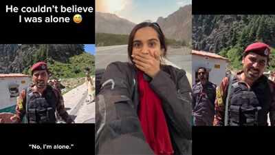 "Darr nahi lagta, akeli ghoomti ho?" A Pakistan border officer is left stunned after learning the woman biker has been travelling solo across the country for a month