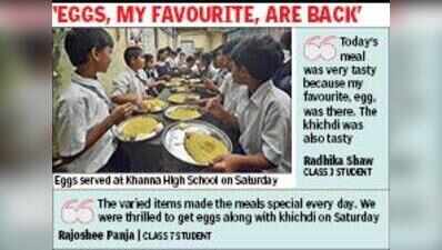Eggs debut in new midday meal at state schools