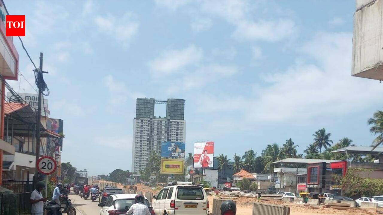 Stalled construction of NH 66 in Thiruvananthapuram due to material and labour shortages.