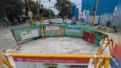 Road caves in again on Radhakrishnan Salai, GCC plans drain replacement