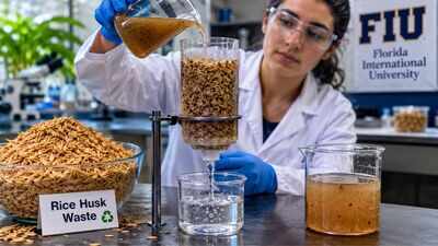 Florida scientists are turning rice husk waste into reusable water filters that can remove pollutants from contaminated water