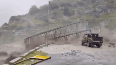 On camera: Swollen river sweeps away bridge after flash flood in Uttarakhand's Chamoli
