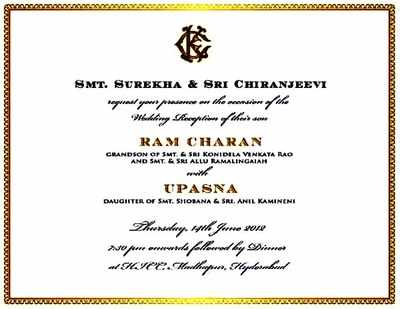 Ram Charan, Upasana Wedding Card