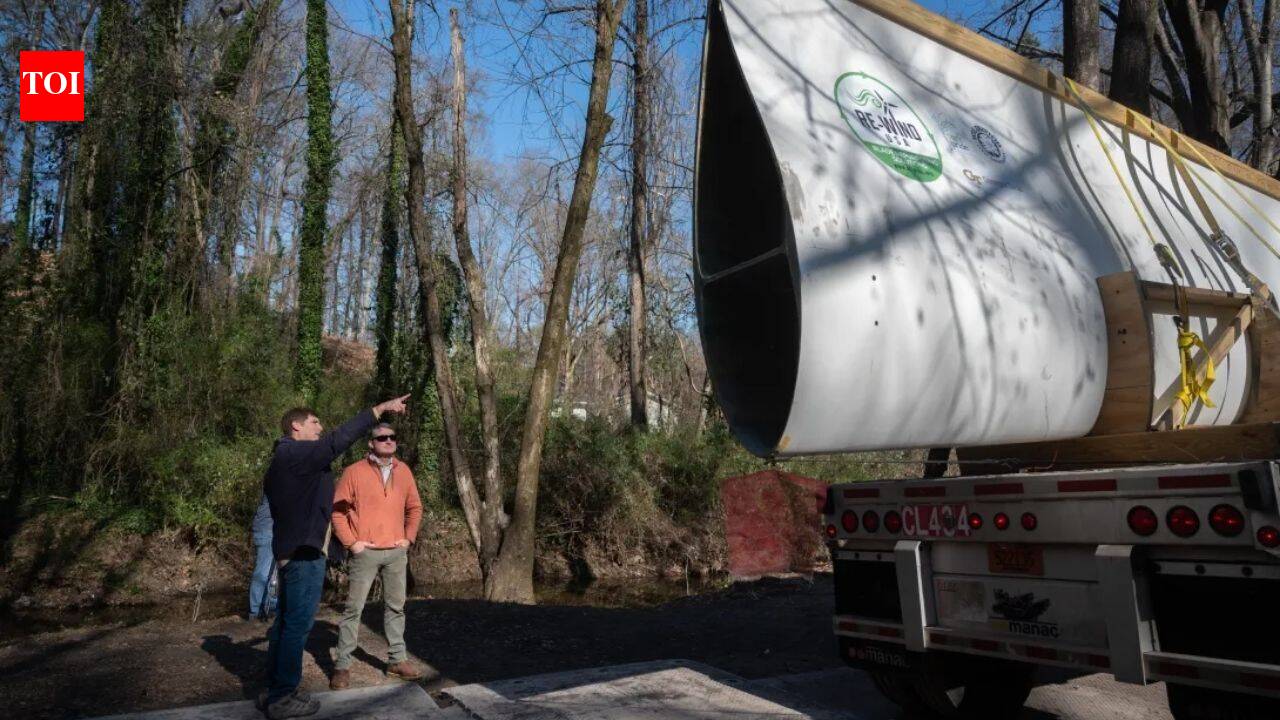 Atlanta turned a 7,000-pound Colorado turbine blade into a 50-foot bridge at Beaverbrook Park