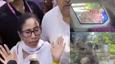 WATCH: Mamata Banerjee’s Car Hit By ‘Large Stones, Shoes’; Bengal BJP Chief Condemns Attack