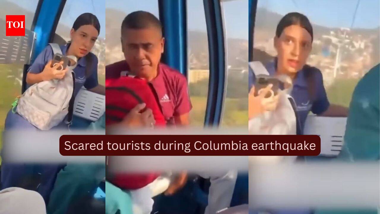 WATCH: Terrified tourists scream as cable car swings violently during Colombia's 7.4-magnitude earthquake; video captures panic in mid-air