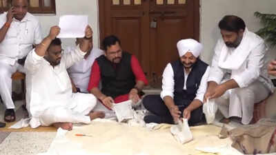 Rice bags protest in Delhi assembly: AAP cries ‘Rs 22,000-crore scam’, 8 MLAs marshalled out
