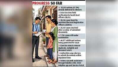Voter roll revision: 67.5% notices served, 20,343 cases resolved