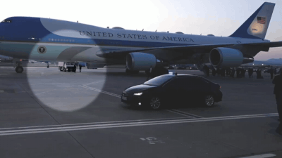 Video shows catering truck used to secretly move Trump between planes amid Iran threat