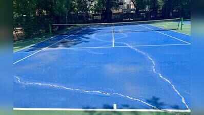 Cracks appear on Anna Nagar tennis court before first serve