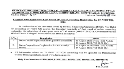 UP NEET UG counselling 2026: Round 1 registration extended; check new deadline and steps to apply