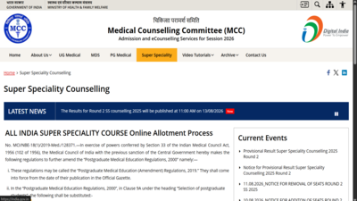 NEET SS counselling 2025: Round 2 seat allotment result out at mcc.nic.in; reporting begins tomorrow