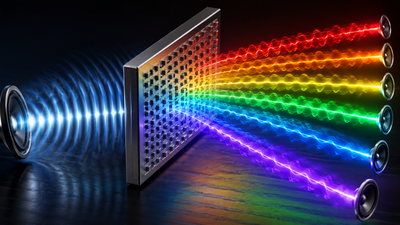 In 2025, scientists made sound behave like a rainbow, separating different frequencies and sending them in different directions