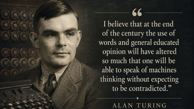 Quote of the day by Alan Turing: "I believe that at the end of the century the use of words and general educated opinion will have altered so.."