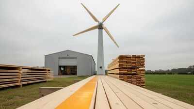 German startup Voodin replaced fibreglass with laminated veneer lumber in 19.3-metre turbine blades; its new EU-backed factory targets fully recyclable blades at commercial scale