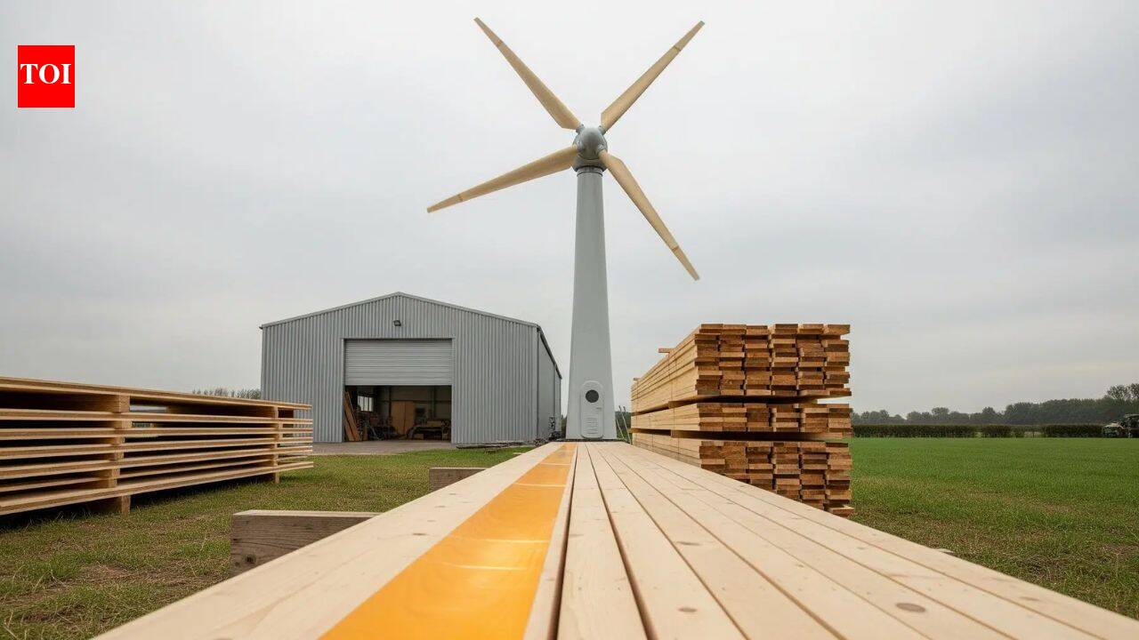 German startup Voodin replaced fibreglass with laminated veneer lumber in 19.3-metre turbine blades; its new EU-backed factory targets fully recyclable blades at commercial scale