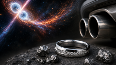 The platinum in your jewelry and car exhaust may trace back to colliding dead stars, forged before Earth existed
