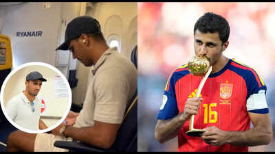 Watch: World Cup Golden Ball winner Rodri shocks passengers by boarding ultra-budget Ryanair flight to Liverpool
