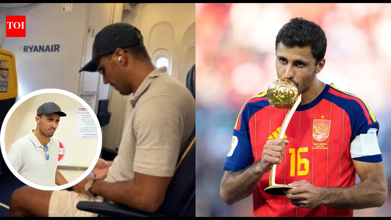 Watch: World Cup Golden Ball winner Rodri shocks passengers by boarding ultra-budget Ryanair flight to Liverpool