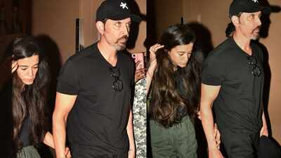 Hrithik Roshan, Saba Azad spotted hand-in-hand after a movie date, amid break-up rumours after a screenshot claimed the 'Krrish' actor to be on a dating app - PICS inside