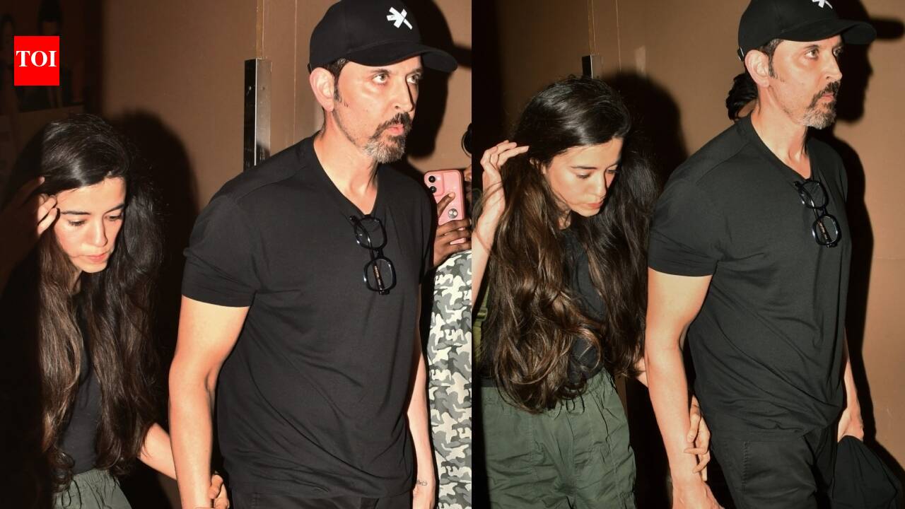 Hrithik Roshan, Saba Azad spotted hand-in-hand after a movie date, amid break-up rumours after a screenshot claimed the 'Krrish' actor to be on a dating app - PICS inside