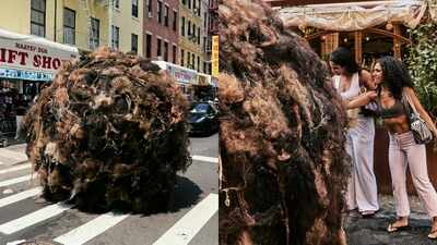 Manhattan’s got a hairy situation! Giant 10-foot hairball ‘Tumblehair’ takes over the streets of NYC