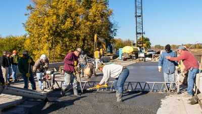A 52-slab Nebraska bridge turns its concrete into a giant resistor, warming the road surface from inside during snowstorms