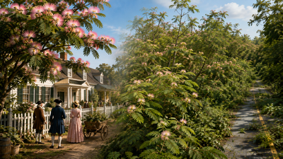 In 1745, the US welcomed mimosa trees for their pink flowers; they later escaped gardens and spread as an invasive species