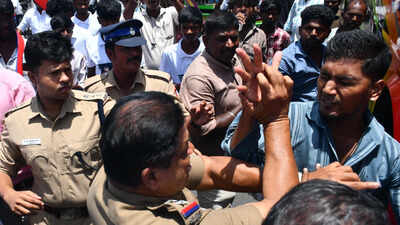 Video: VCK protest turns violent after TN cop slaps passing man, he retaliates