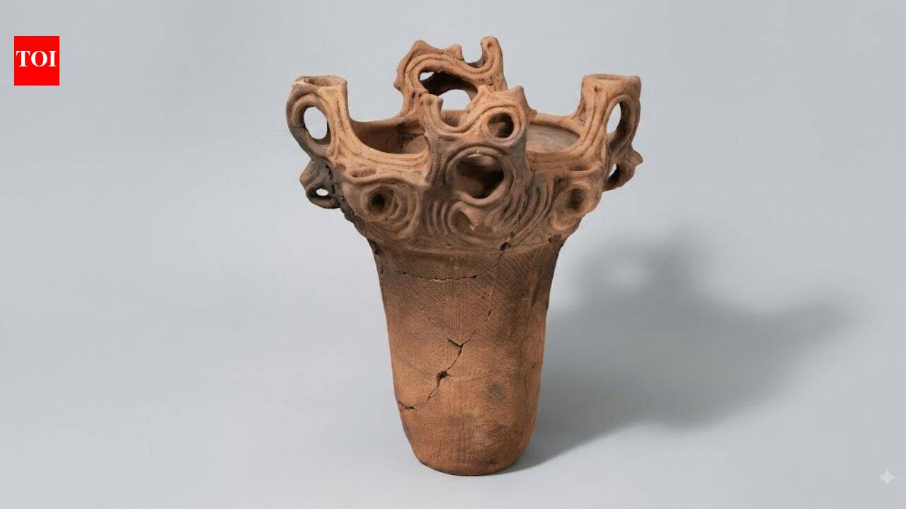 5,000-year-old Japanese pot in New York has a flame-like rim