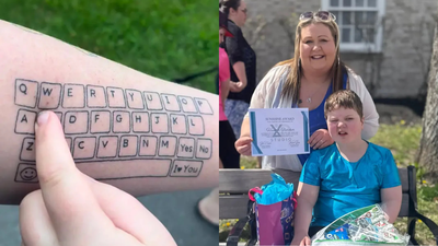 Canadian mom gets a complete keyboard tattooed on her arm so her autistic son can always ‘talk’ to her when his communication device fails
