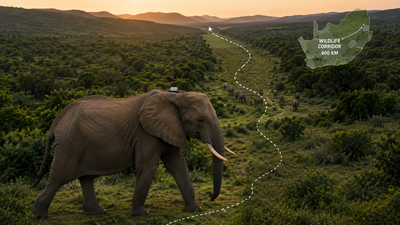 South Africa’s wildlife corridor was broken for decades, but one female elephant is now helping reconnect a 400-km route through the forest
