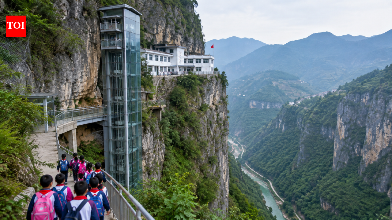 In China’s Nizhuhe village, a 945-foot cliffside elevator has cut a dangerous 3-hour school journey to about 30 minutes