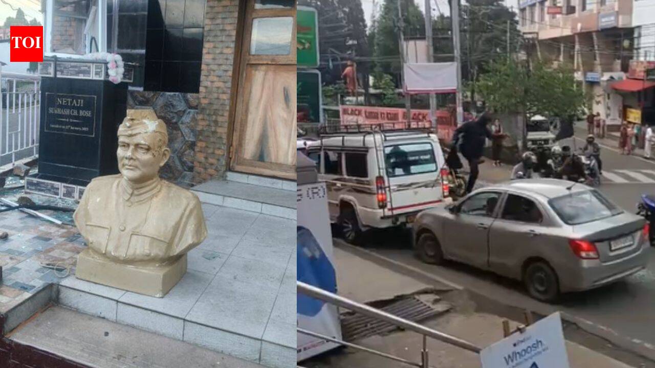 Statues vandalised, vehicles torched after students rally turns violent in Meghalaya