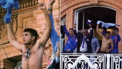 Indian team recreate Sourav Ganguly's shirt-waving celebration after beating England at Lord's - Watch