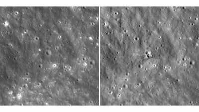 Before-and-after NASA images show crater carved by a SpaceX rocket that slammed into the moon
