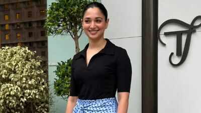 Tamannaah Bhatia stuns in Rs 52K layered scarf-skirt dress with pumps worth nearly Rs 1 lakh