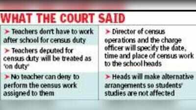 Teachers must perform census duty but won’t have to work after school: HC