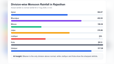 Raj rainfall deficit widens to 14.1%, scattered showers likely in eastern districts