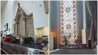 A couple bought a £490,000 renovated 19th-century church near Bristol despite a 'haunted' crypt, hearing whistling and footsteps and finding tombstones, but still call it a dream home